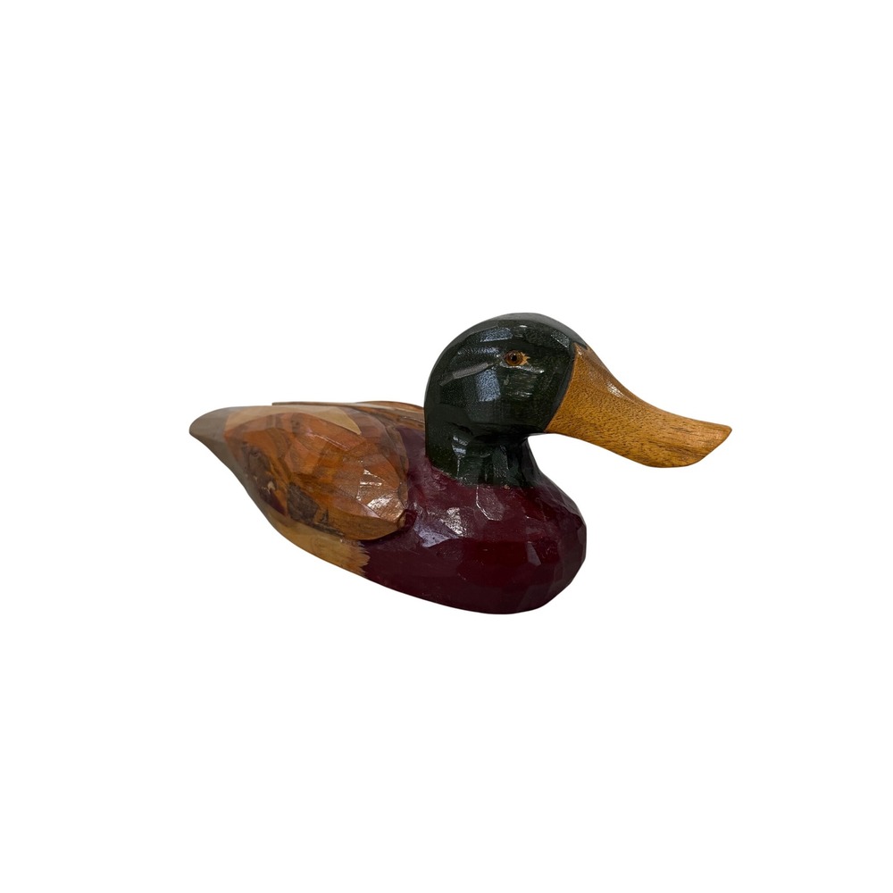 Vintage Hand Carved Wooden Duck Decoy Figurine Mallard Art No 62315 Rustic Decor